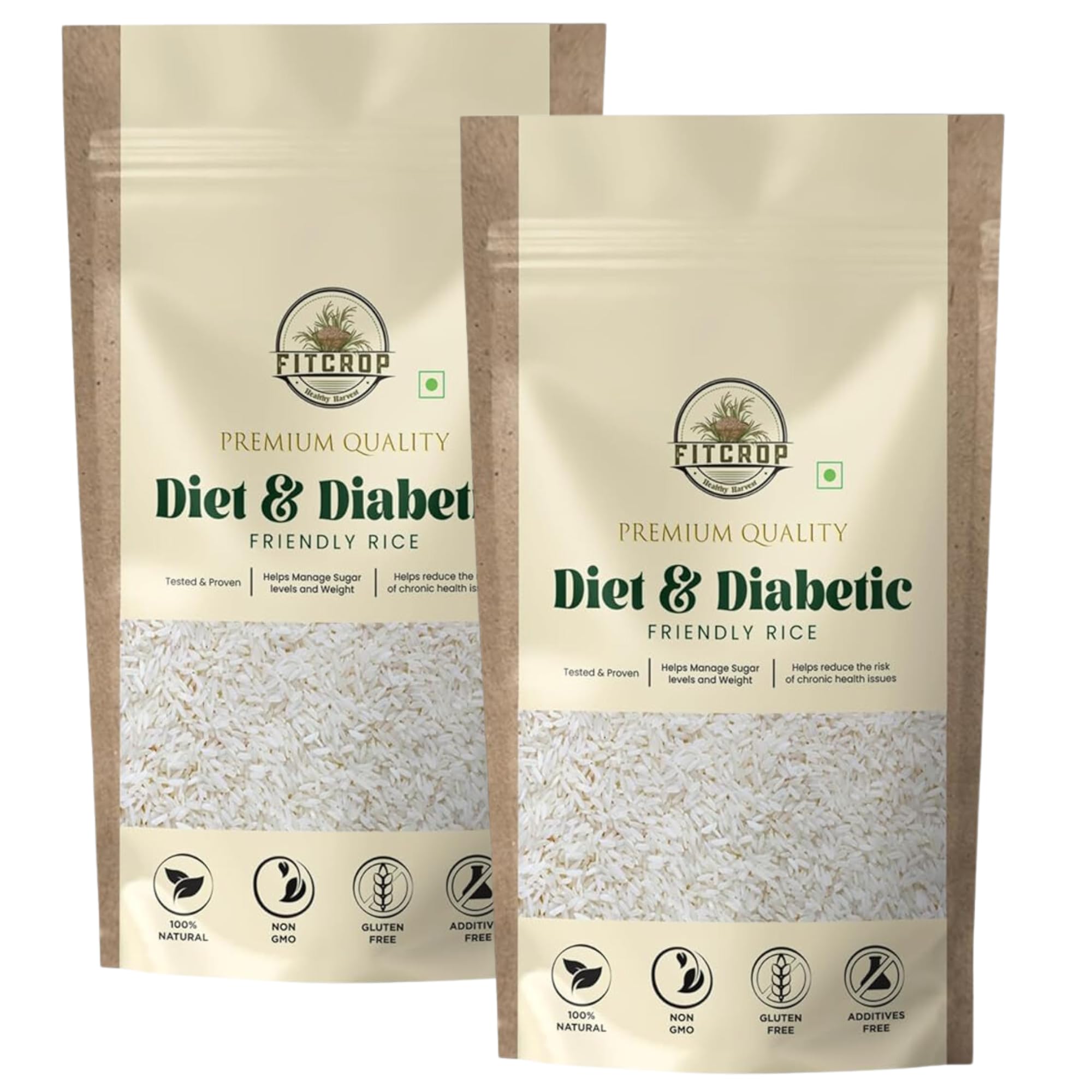 FITCROP Diet and Diabetic White Rice | Free of Pesticides, Non GMO, Certified Low GI & Low Sugar White Rice Perfect for Diet & Diabetic Patients 1kg (Pack of 1) (B0CHYPJ52R) Amazon Price History, Amazon Price Tracker
