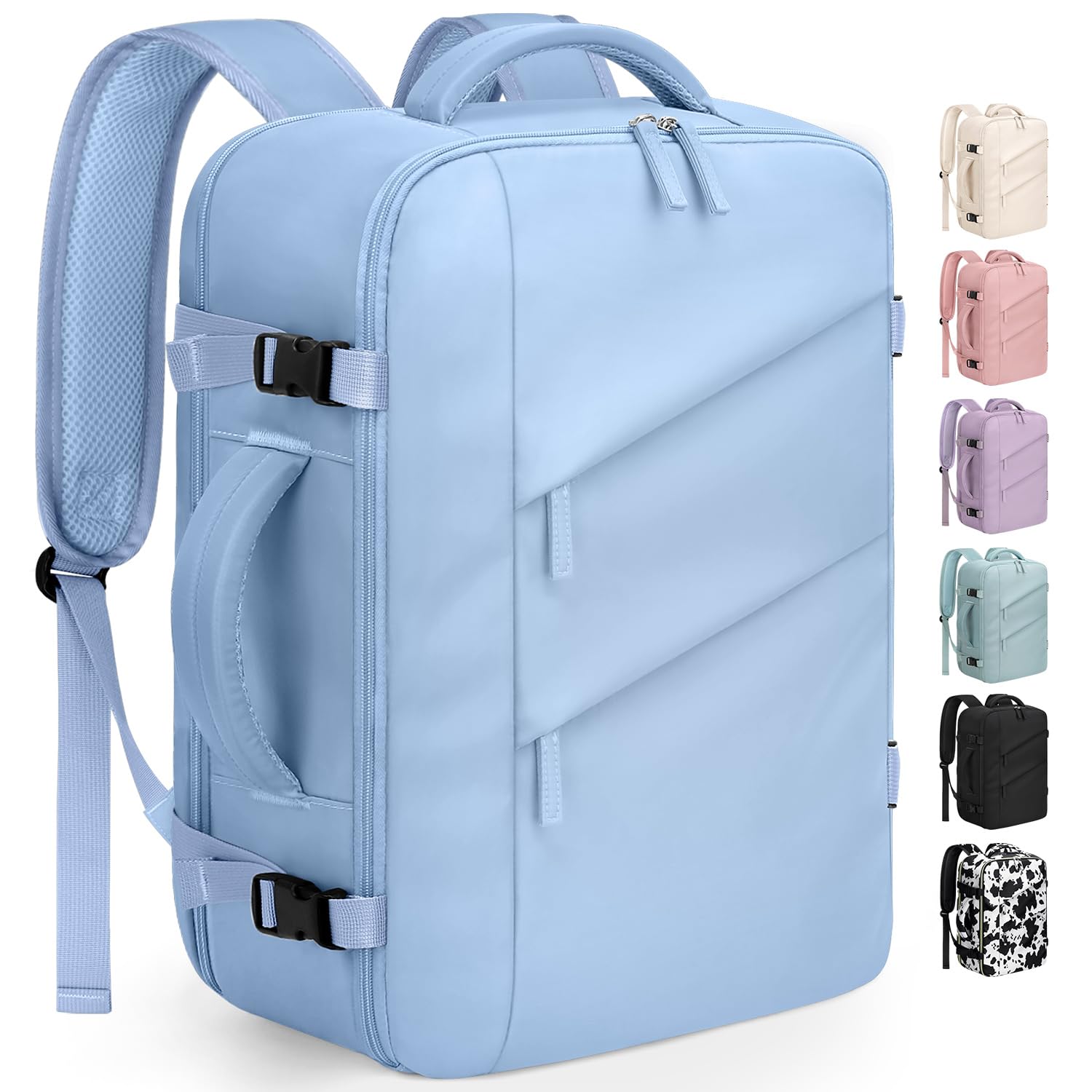 Capolo Travel Backpack for Women Men Waterproof Laptop Backpack Flight Approved Carry On Backpack Overnight Weekender Bag College Bookbag for Business, Work, Traveling Fits 15.6 '' Laptop,Light Blue