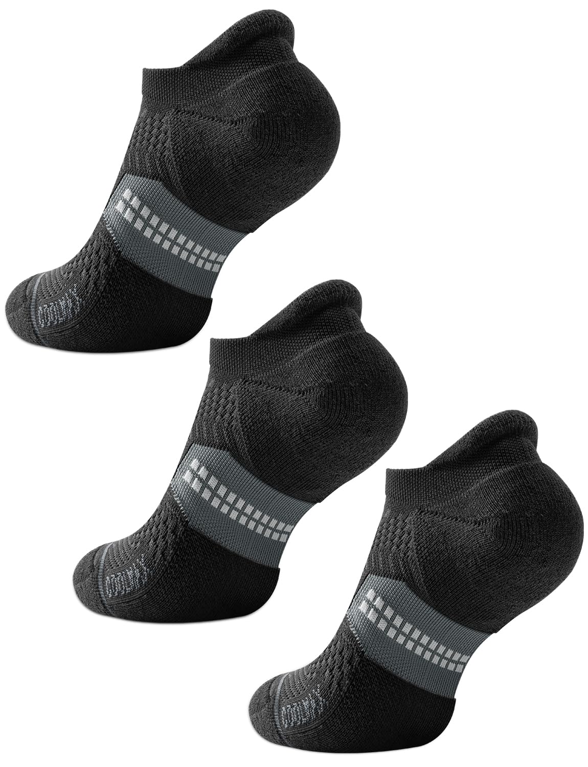 Juclise Coolmax Bambus-Kompressionssocken für Herren, Kurz Laufsocken Atmungsaktiv, Sportsocken, Schweißableitend Wandersocken(DE/NL/SE/PL,Numerisch42,47，Schwarz*3