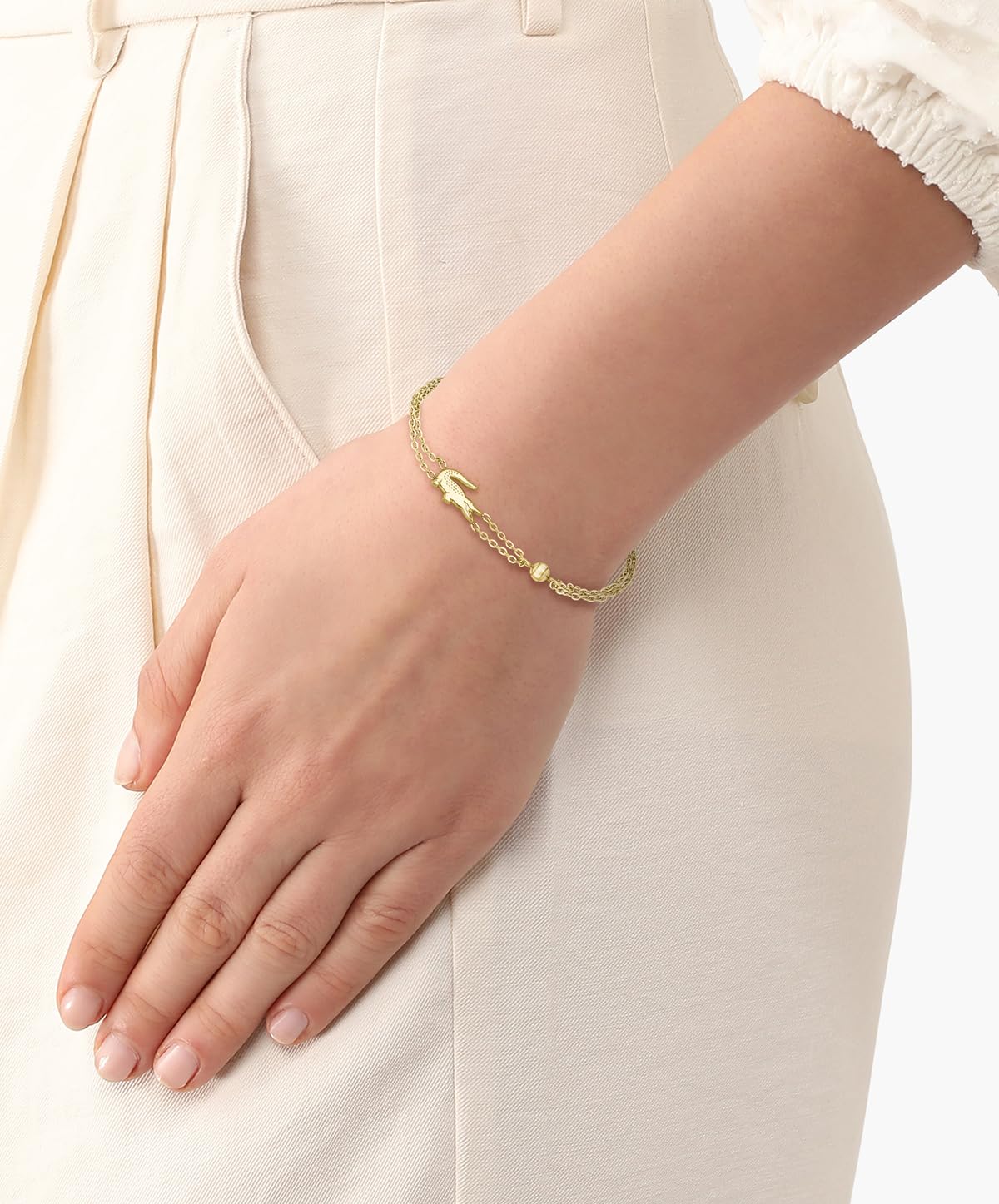 Lacoste Braccialetto a Catena da Donna Collezione CROCODILE in Acciaio Inossidabile - Disponibile in versione Oro o Argento