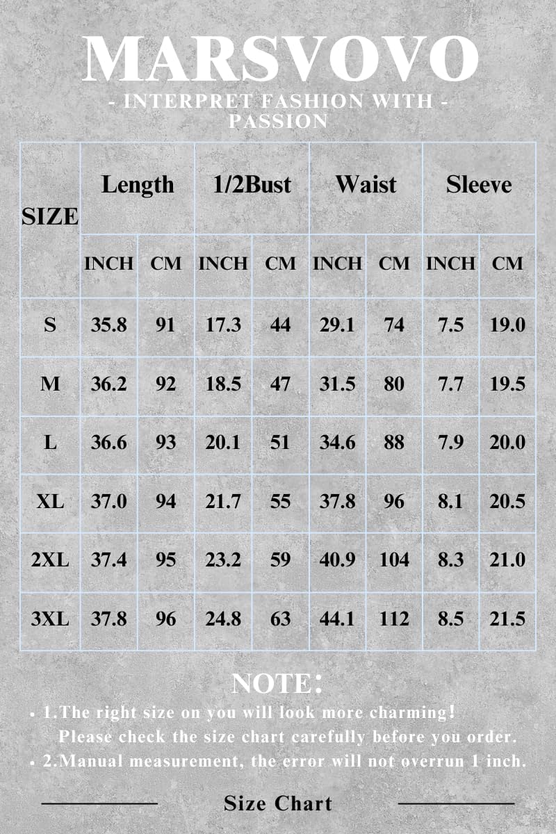 MARSVOVO Vintage Retro Shirt Dress for Women Short Sleeve Button Down Tie Waist Elegant Smocked Knee Length Dress - Image 3