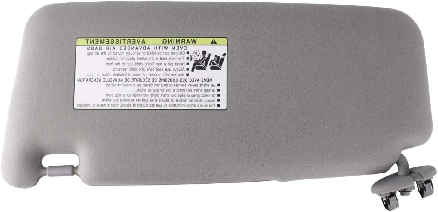 GOLDPAR Sun Visor Compatible with 2007 2008 2009 2010 2011 Toyota Camry & Toyota Camry Hybrid 2007-2011 Without Sunroof and Light (Gray, Right Passenger Side)