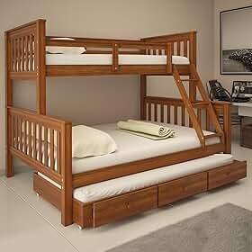 Treliche Com Gavetas Cama Casal Solteiro De Madeira Flex Exclusivo Totalità Castanho Claro