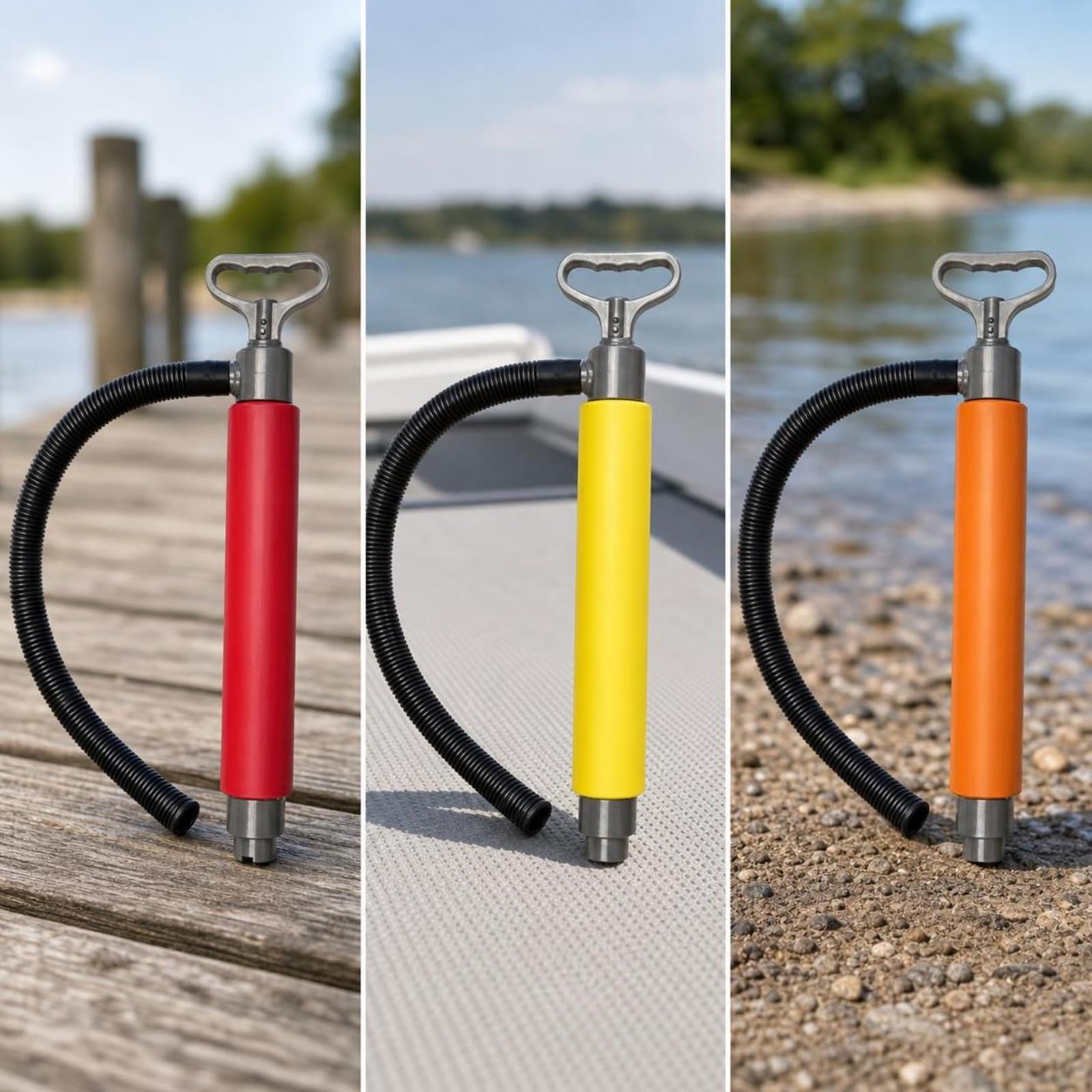 Pompa a Mano con Tubo Pratica, Nero, Piccolo Circa 460g | Ergonomica, Compatta, Svuotatore Manuale per Barca, Canoa, Kayakisti, Canoisti