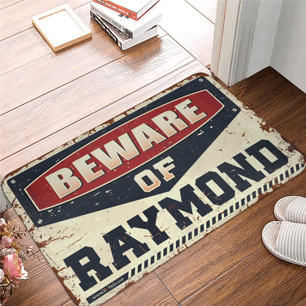 Alfombrillas de goma para garaje contra resbalones "Beware of Raymond" de 50 x 80 cm