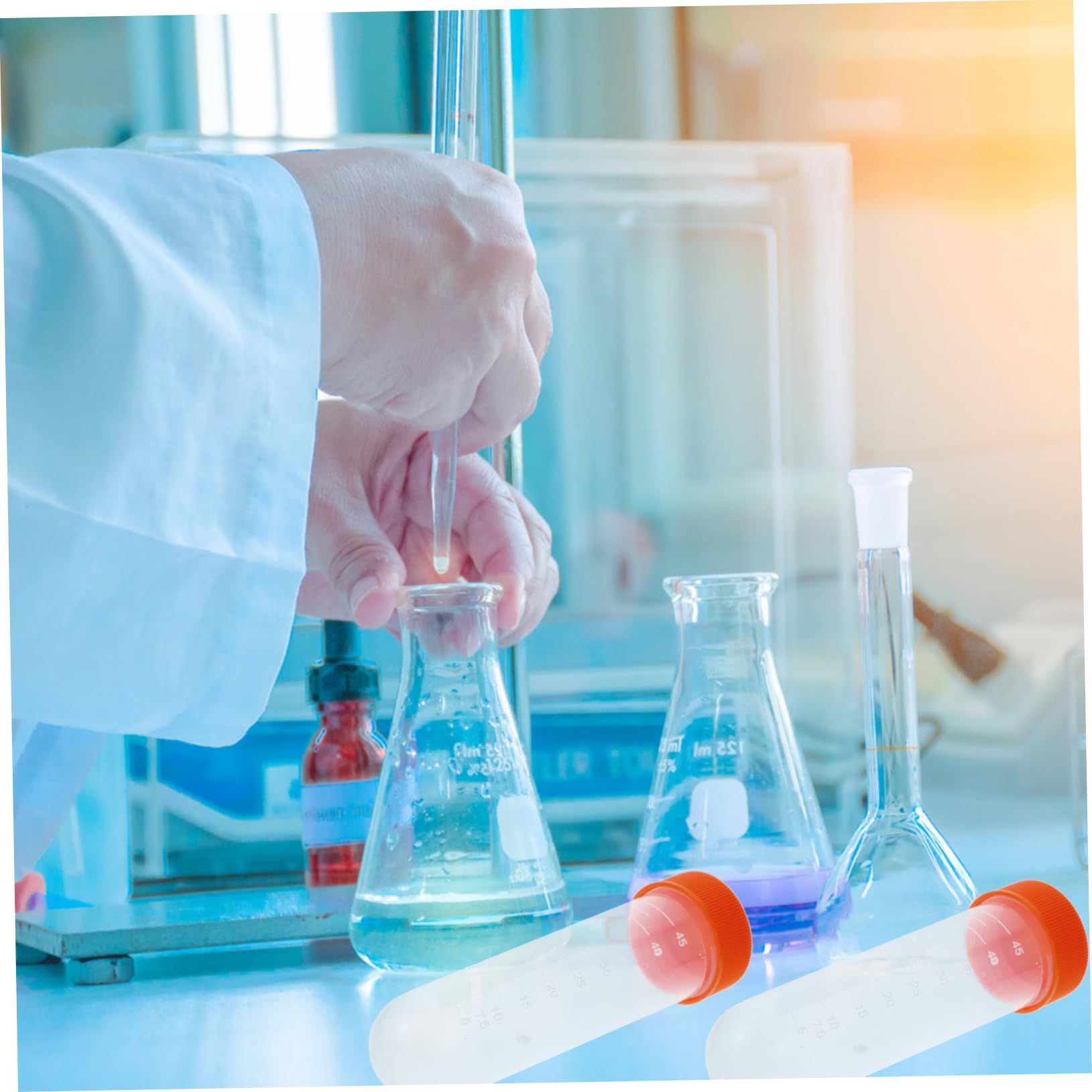 SOLUSTRE 100piezas Tubos de Centrífuga Rosca para Experimentos Científicos Tubos de Ensayo de Plástico para Laboratorio y Pruebas Químicas