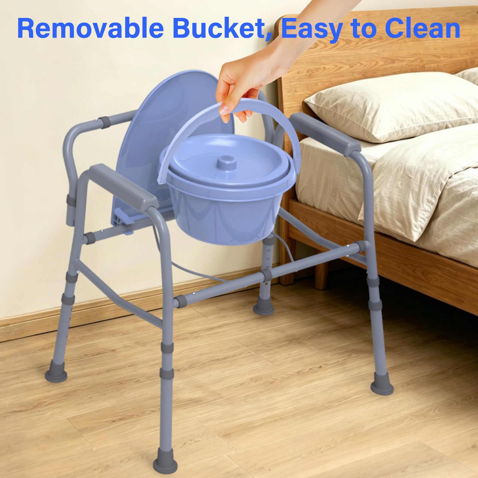 Bedside Commode Toilet - 3-in-1 Adjustable -5