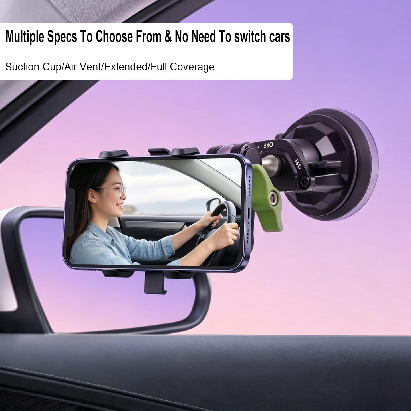 Portatelefono auto, rotazione a 360°, universale per cruscotto/parabrezza/bocchette d'aria, compatibile con smartphone da 4-7 pollici, può essere montato sul parabrezza o sul finestrino dell'auto