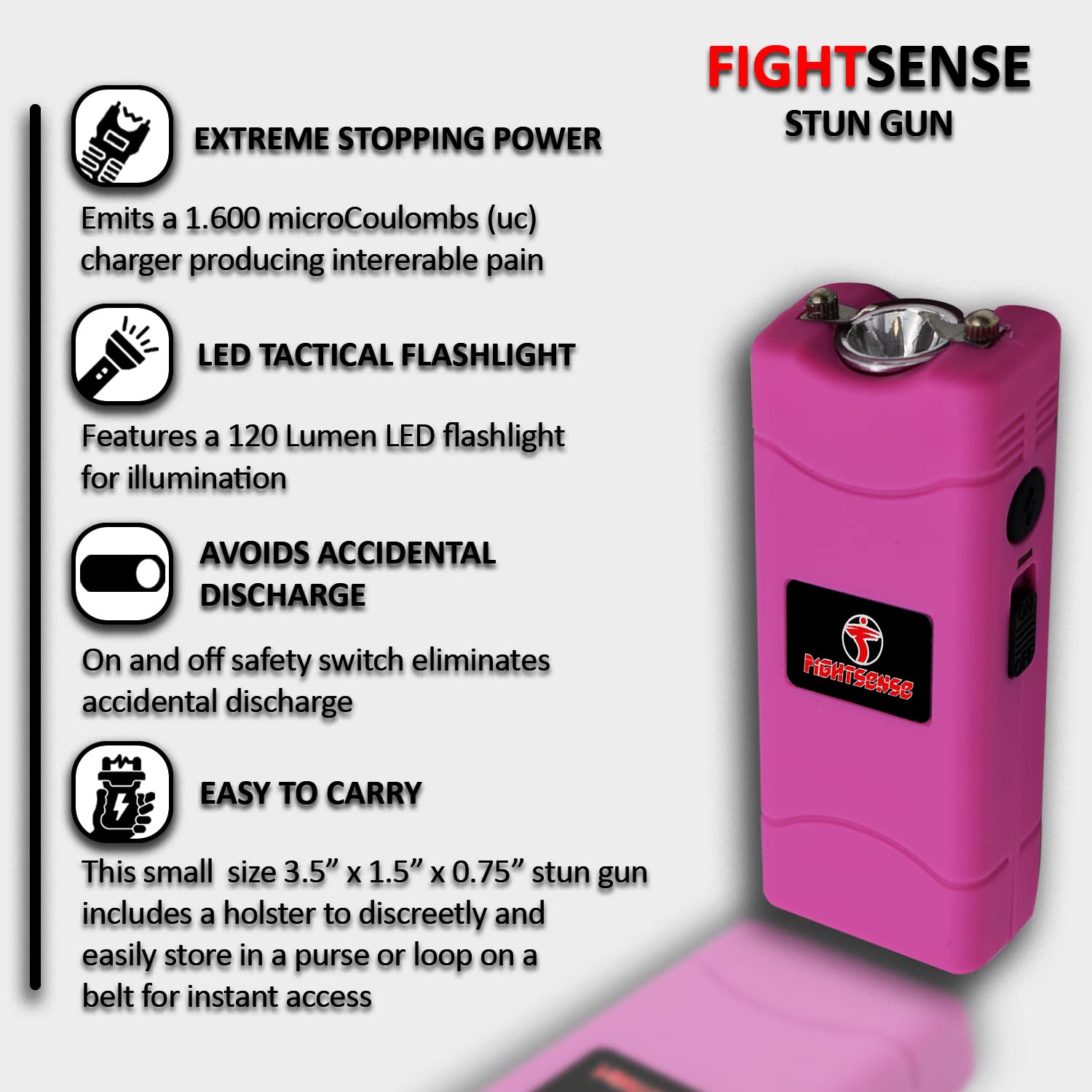 FIGHTSENSE Mini Stun Gun & Pepper Spray Combo Pack for Self Defense