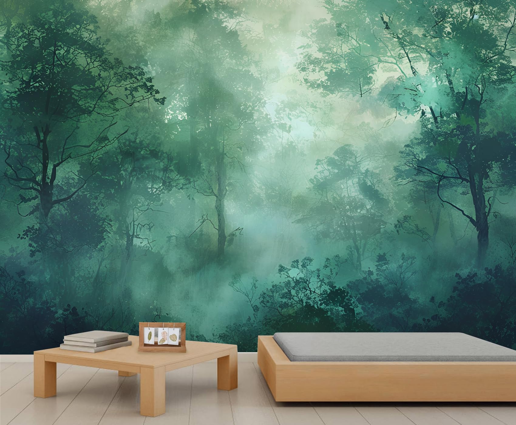 YXQAIED Dream Forest Wallpaper, Misty Forest Wallpapers for Living Room Natural Landscape Poster Wall Painting for Office Bedroom Children's Room Corridor, 366x254cm