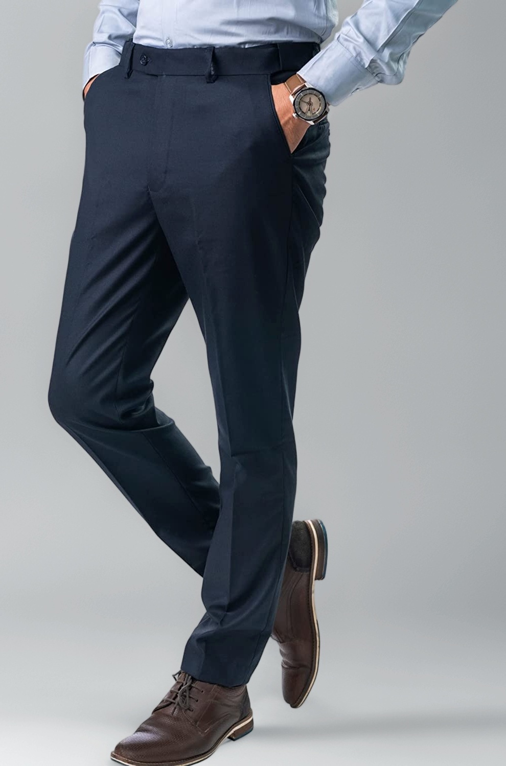 Formal Pant with Expandable Waist for Men. Regular Fit, Flat Front, Premium Lycra Fabric for Office, Party and Casual Wear