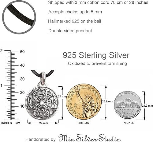 Miniatura 5 de 925 Sterling Silver Lucky Coin Necklace - Feng Shui Pendant Charm - Attracting Money Good Luck Amulet Medallion - Ancient Magic Chinese Fortune