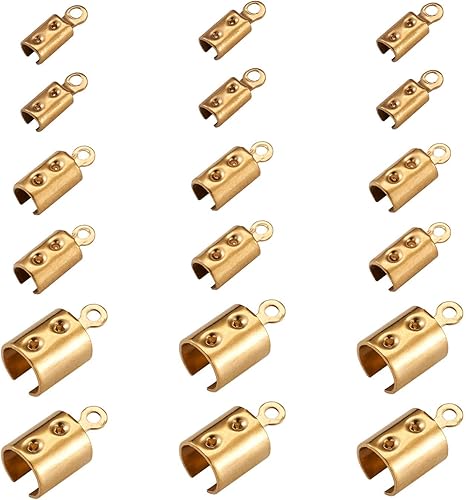 Miniatura 2 de Mega Pet 60 piezas de acero inoxidable plegables sobre los extremos del cable de engarzado dorado plegable de cuero puntas de cierre de cierre de