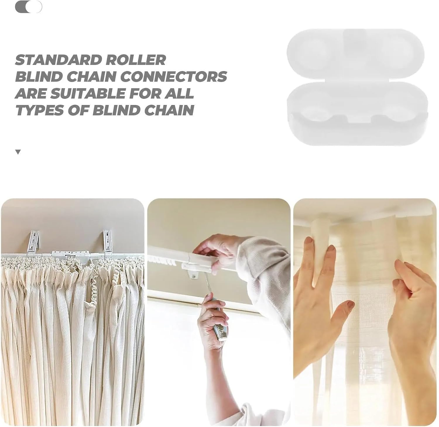Bead Chain Connectors 500Pcs Bead Curtain Buckle Ball Chain Connectors White Plastic Vertical Blind Replacement Parts for Chain Extension