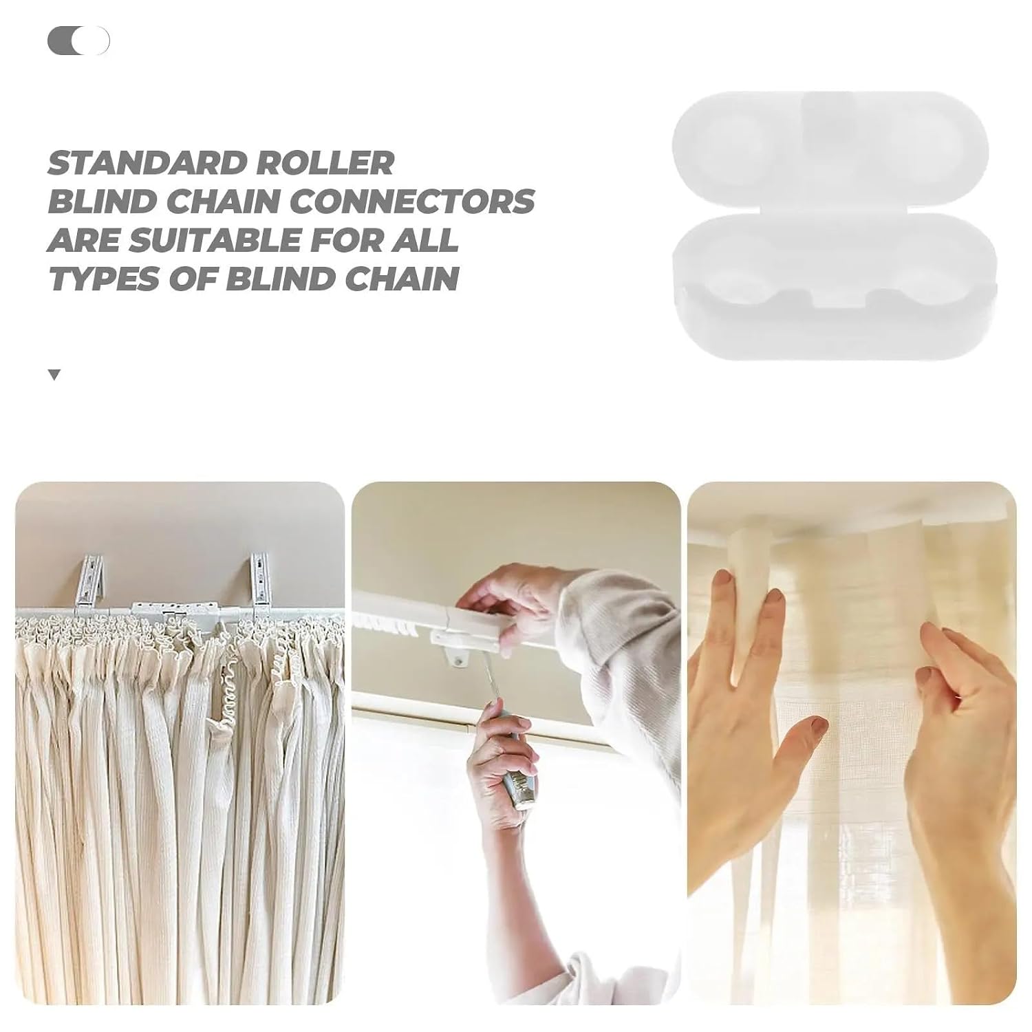 Roller Bead Chain Connector 500Pcs Bead Curtain Buckle Ball Chain Connectors White Plastic Vertical Blind Replacement Parts for Curtains Roller