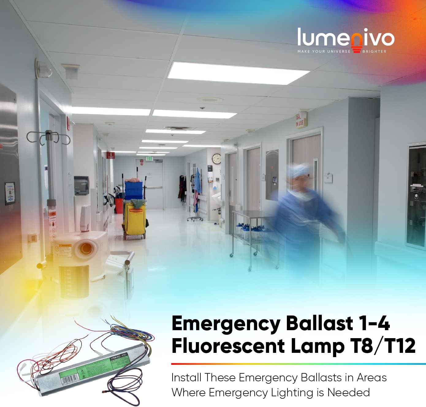 Replacement Ballast for Lithonia PS1400QD MVOLT SD Quick Disconnect Emergency Ballast 1-4 Fluorescent Lamp T8/T12 - With Internal Battery up to 90 minutes 1400 Lumens-120/277 Volts