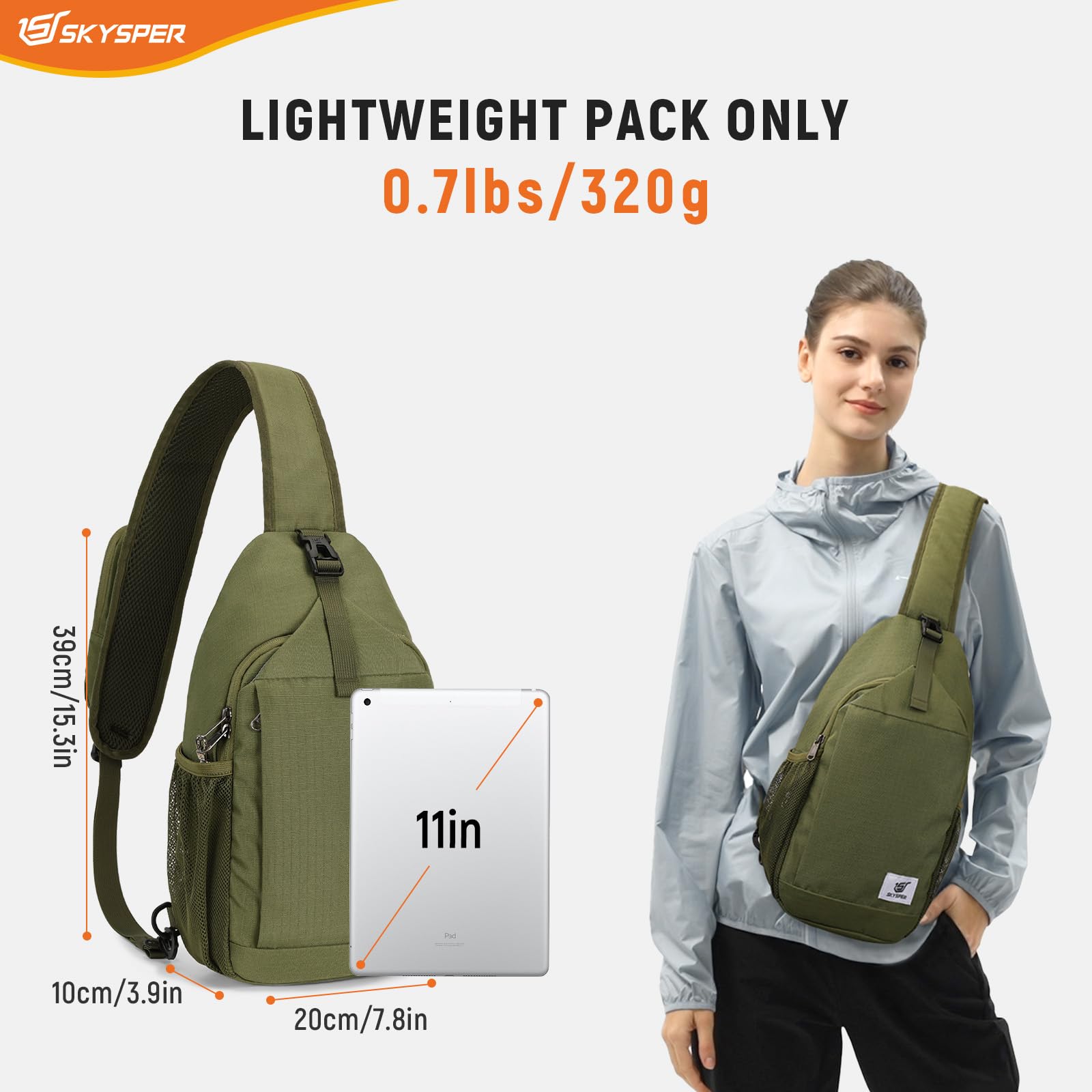 SKYSPER Sacs Bandoulière Homme Sling Bag Sac à Dos Anti - Pickpocket Sacoche Épaule pour Hommes et Femmes Voyage Sport