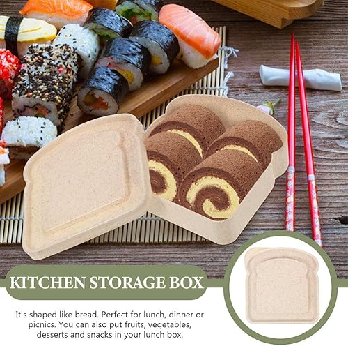 Miniatura 9 de BESTonZON 2 recipientes para sándwich con forma de tostada, contenedor de almacenamiento de alimentos, caja de almuerzo, cajas de preparación de