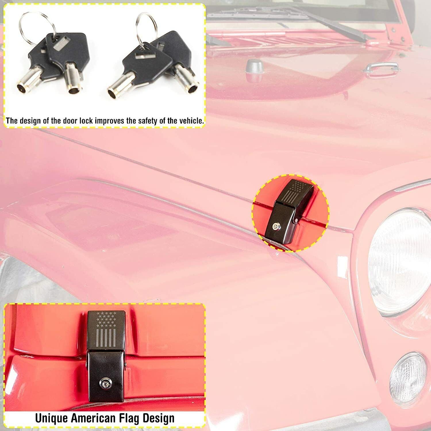 Loquets de capot antivol pour Jeep Wrangler JL JLU Gladiator JT 4XE 2018 2019 2020 2021 2022 2023 Rubicon Sahara