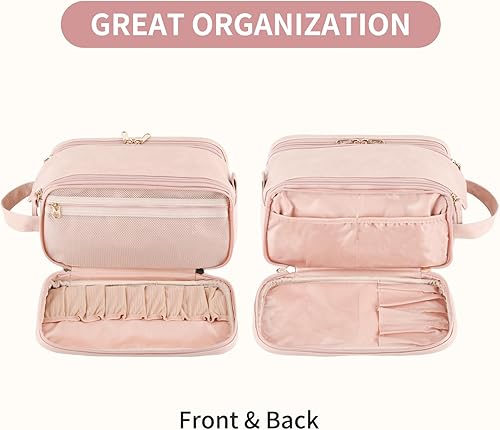 Miniatura 3 de Droombouw Neceser organizador de maquillaje de viaje para mujer, accesorios de aseo cosmético, kit de Dopp de gran capacidad, impermeable, mango