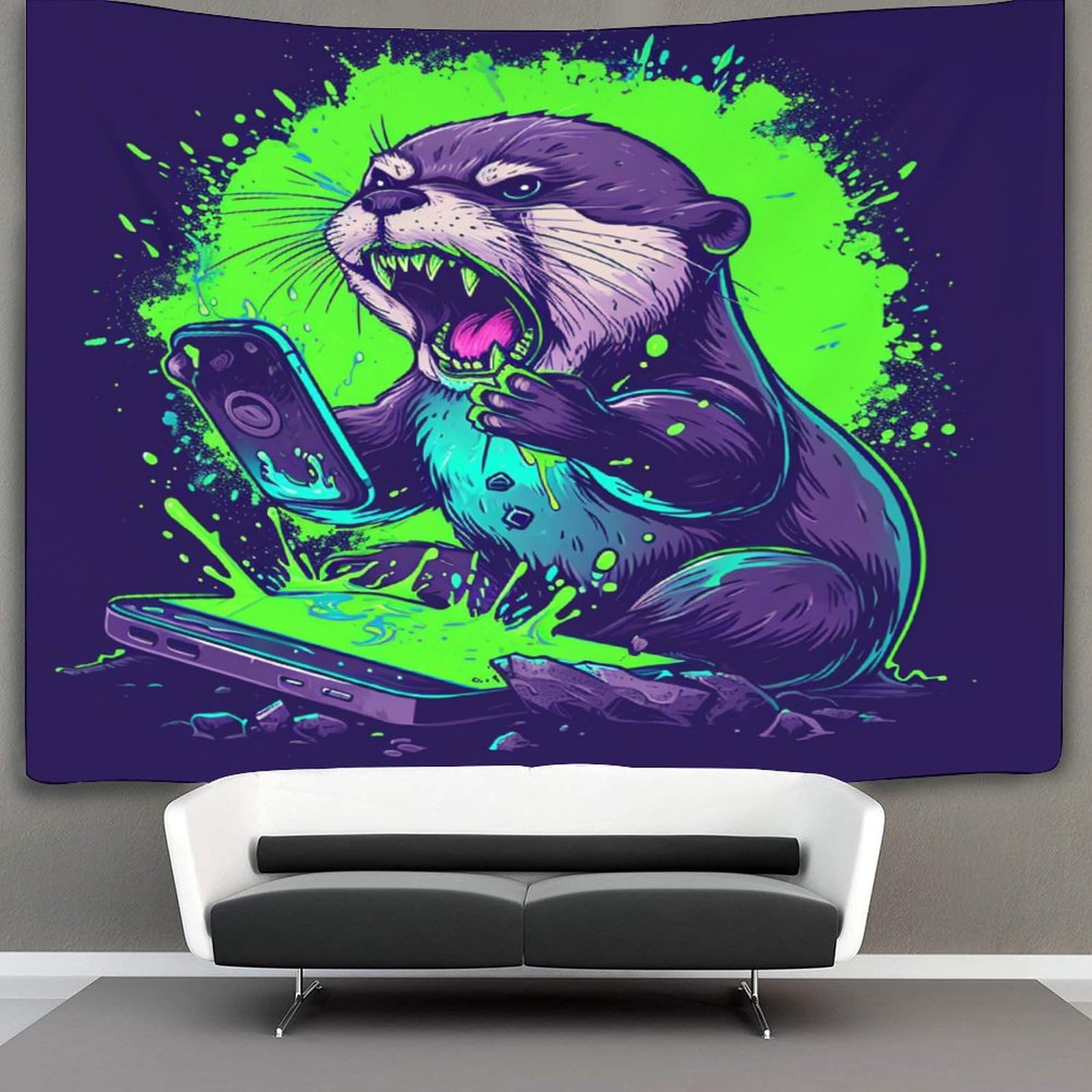 kaiyun Angry Otter Tapestry Animal Wall Hanging for Bedroom Home Decor HD Printing Living Room, Dorm 70cmx100cm