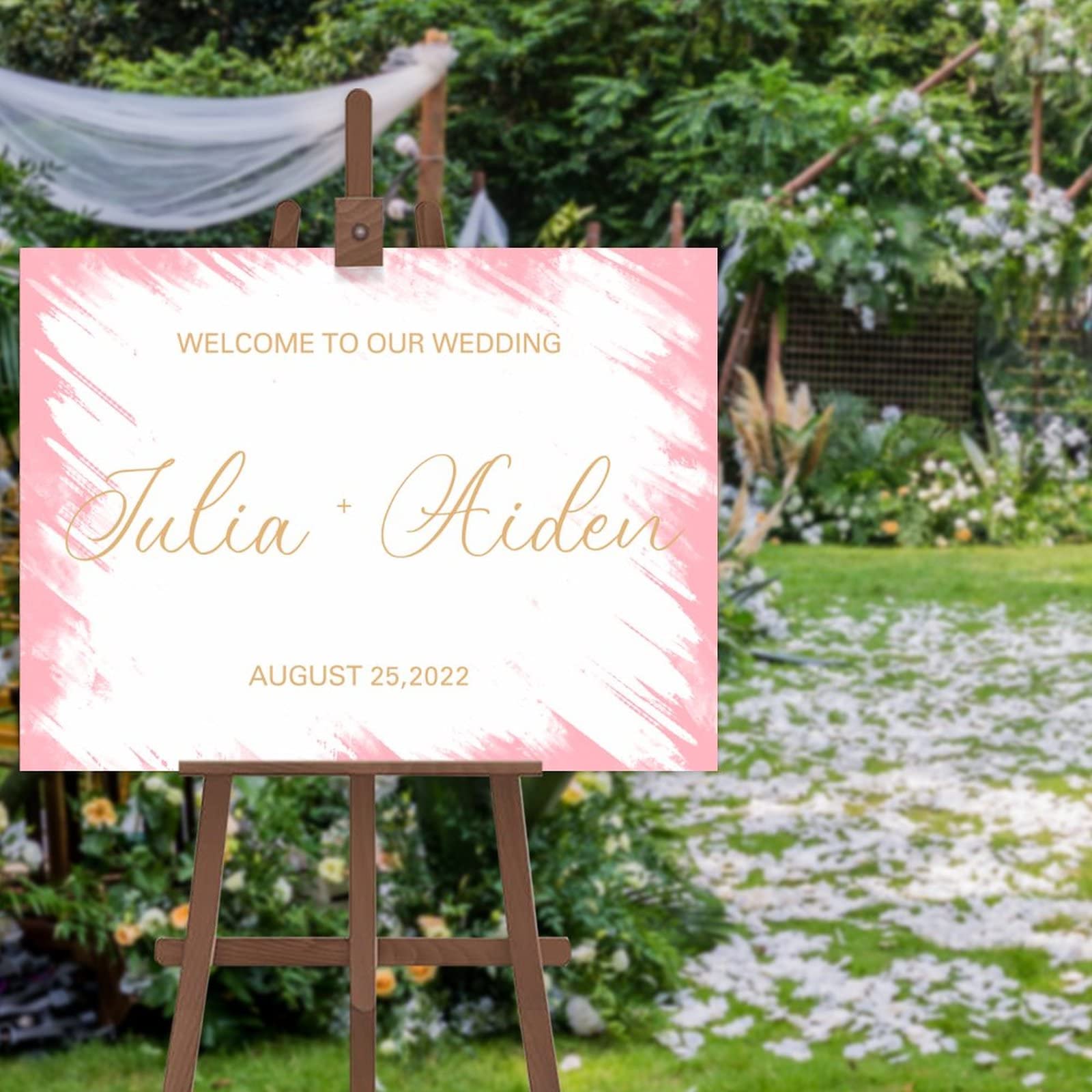 Panneau de bienvenue mariage de prestige avec prénoms sur mesure style moderne