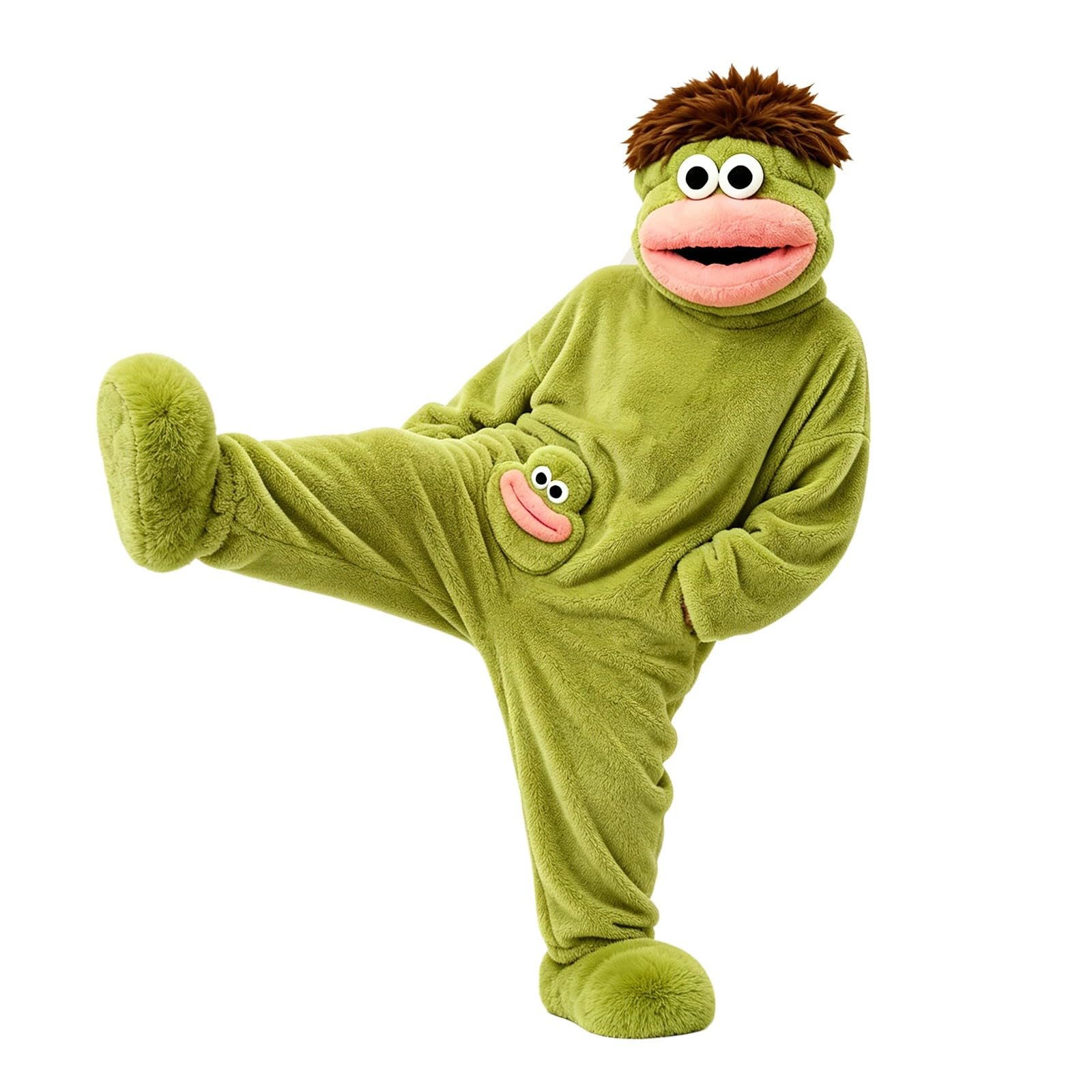Generisch Silly Onesie Kinder Einteiler mit Schuhen Monster-Overall Plüsch, Grüner Monster-Korallen-Fleece-Einteiler Cute Funny Animal Costume Loose Warm Soft Loungewear with Hood and Pockets