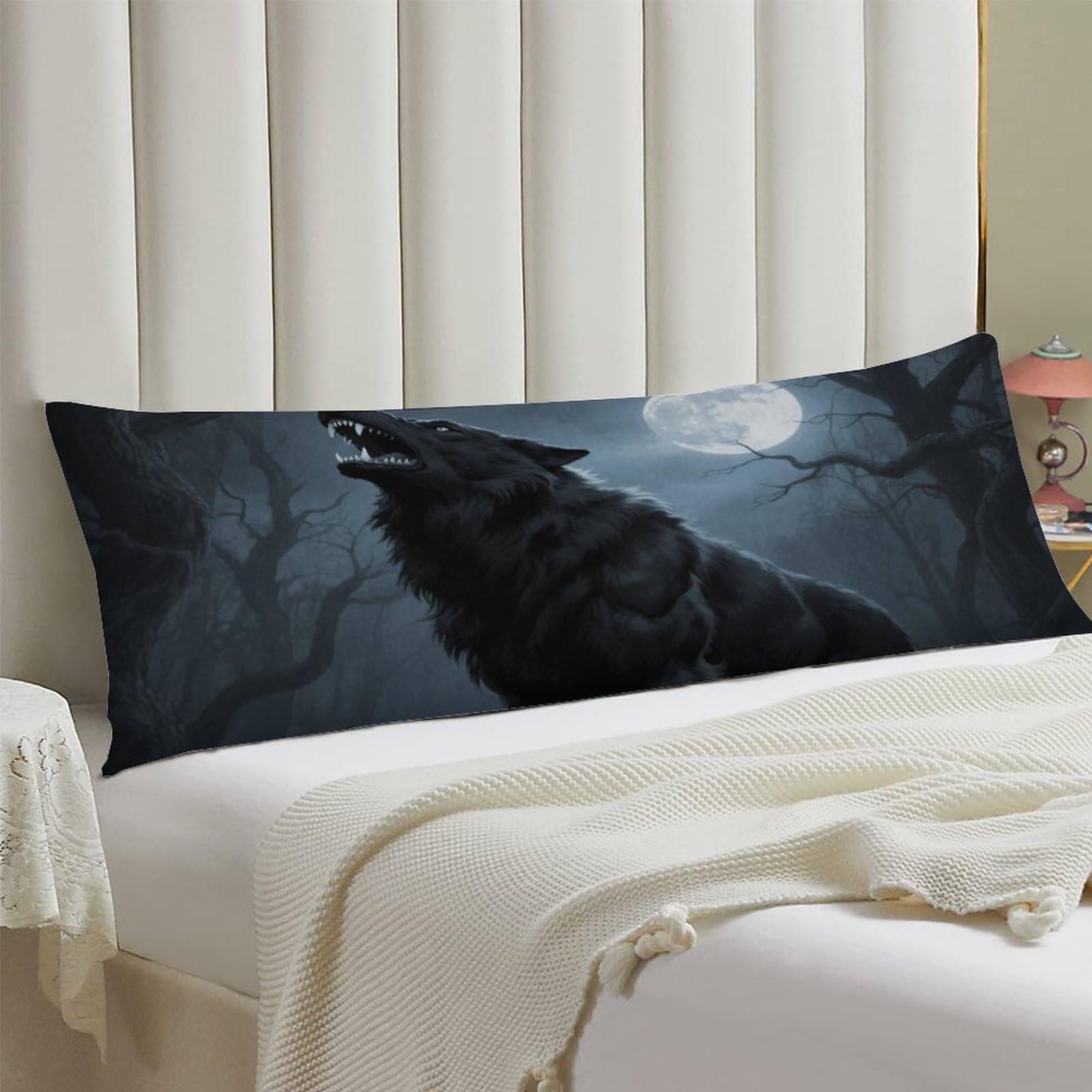 Body Pillow Cover 20x54 Long Pillow Case with Invisible Zipper Breathable Microfiber Ferocious Howling Wolf Pillowcase Soft Cozy Protector for Bedroom Couch Sofa Bed Home Decor All Seasons