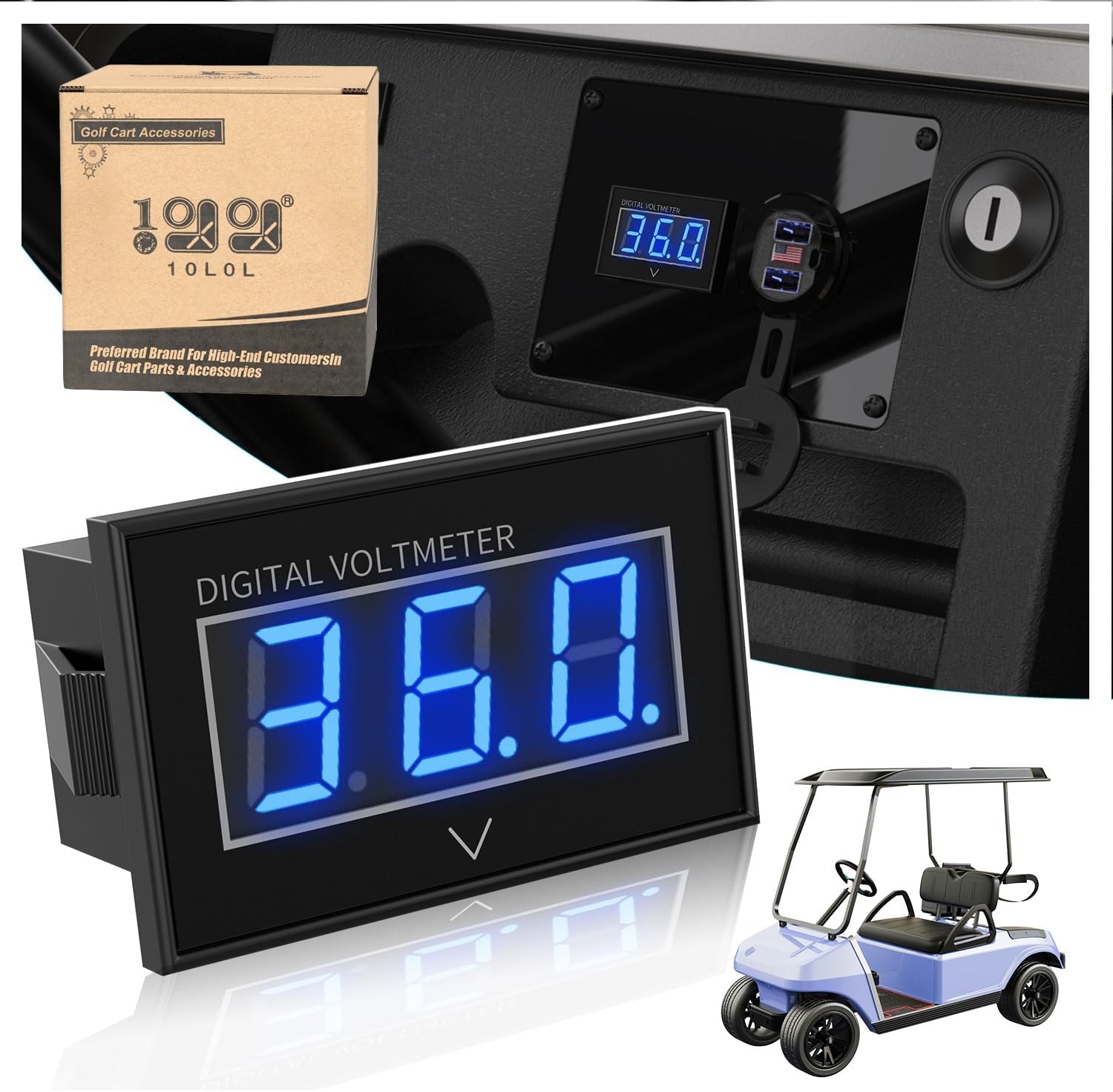10L0L 36V 48V Golf Cart Battery Meter, Waterproof Voltage Meter with LED Digital Volt Gauge DC15-120V Fits for Yamaha, Club Car, EZGO Golf Cart, Boats 10L0L 36V 48V Golf Cart Battery Meter, Waterproof Voltage Meter with LED Digital Volt Gauge DC15-120V Fits for Yamaha, Club Car, EZGO Golf Cart, Boats