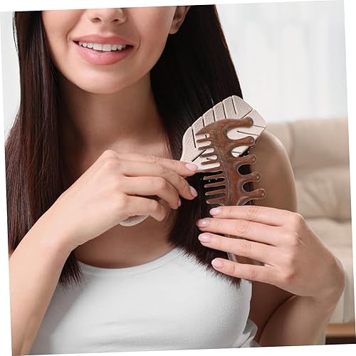 Miniatura 5 de Peine de cuero cabelludo de madera para masaje de cabeza, diseño de cinco dientes, masajeador de cuero cabelludo, peine multiusos para el cabello,