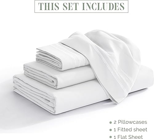 Vista 344 de Elegant Comfort - Juego de sábanas de 3 piezas de lujo de 1500 hilos, calidad egipcia, Microfibra, Blanco, Completo