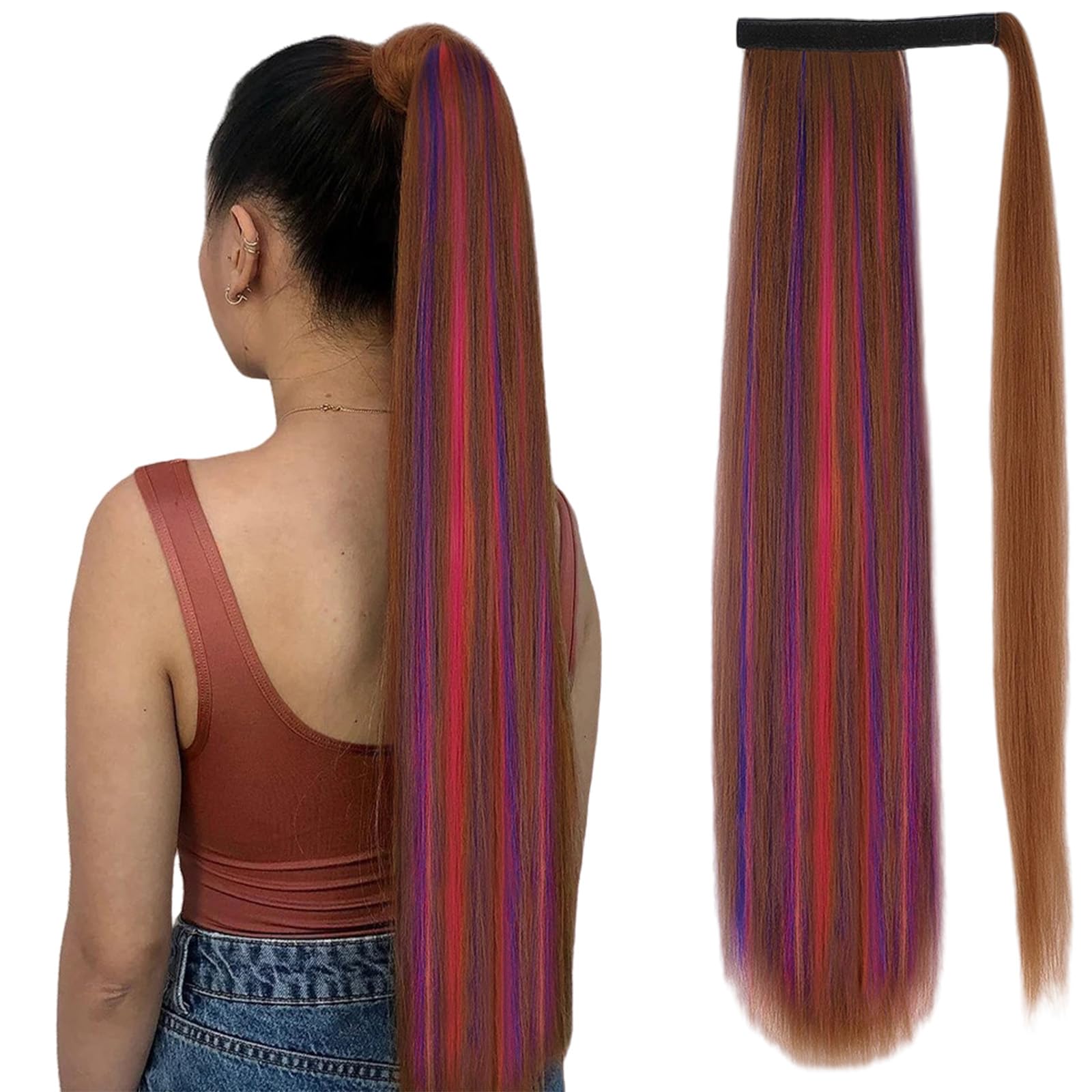 Clip In Ponytail Hair Extensions Straight Hair Extensions Clip In Pony Tail Hairpieces for Women 3418, FH003418