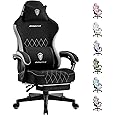 GTPLAYER Gaming Chair with Footrest Fabric Office Chair with Pocket Spring Cushion and Linkage Armrests, High Back Ergonomic Computer Chair with Lumbar Support Task Chair for Adult (Deep Blue)