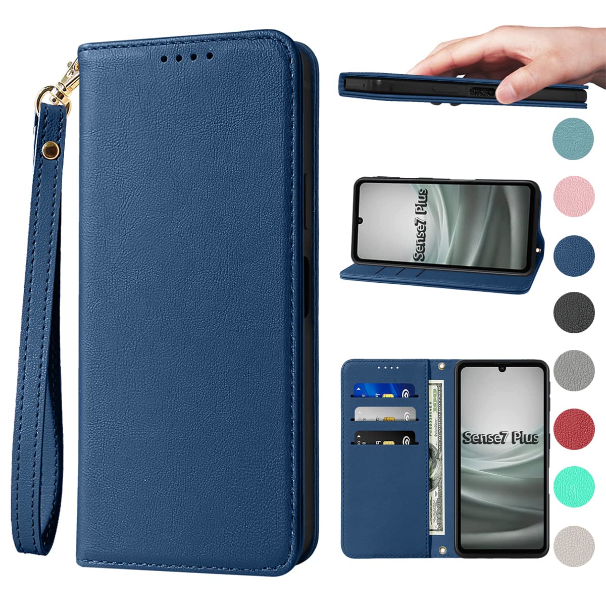 Amazon.co.jp: Sense7 Plus ケース 手帳型 高質PUレザー A208SH ケース 