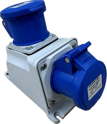 Commando Type Professional Quality Surface Socket,16A, 240V, 50-60Hz, 3 Pin 2P+E, Single Phase, Blue, IP54 + 16A, 240V, 3 Pin 2P+E, IP54, Panel Socket