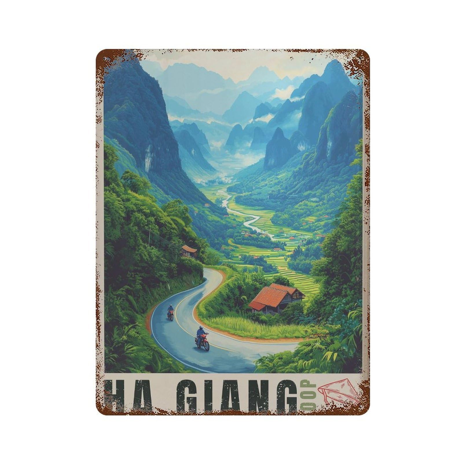 xiaoxiaoshen Ha Giang Loop Vietnam Travel Backpacking Wall Decor Art Metal Tin Poster Modern Home Decor Art Home Bar Shop Decorations Vintage Sign 40x30cm