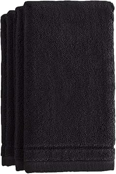 Creative Scents Cotton Fingertip Towels Set Black - 4 Pack - 11 x 18 Inches Decorative Small Extra-Absorbent and Soft Terry Towel for Bathroom - Powder Room, Guest and Housewarming Gift Black