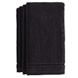 Creative Scents Cotton Fingertip Towels Set Black - 4 Pack - 11 x 18 Inches Decorative Small Extra-Absorbent and Soft Terry Towel for Bathroom - Powder Room, Guest and Housewarming Gift (Black)