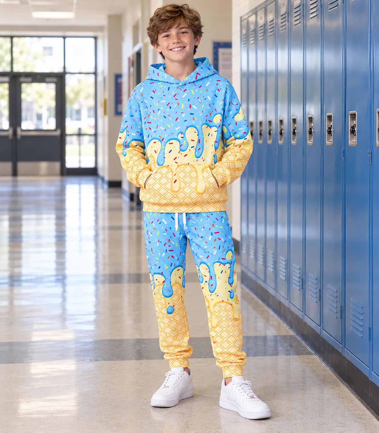 Move Dance Boys Ice Cream Hoodie Tracksuit 2 Pieces Set Baseball Sweatsuit