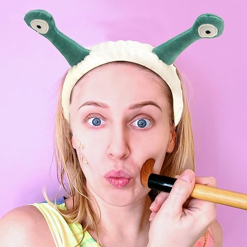 Miniatura 4 de 9 diademas de spa de caracol con muñequeras para lavar la cara, suave forro polar coral, diadema de maquillaje, con lindos animales, elástica, para