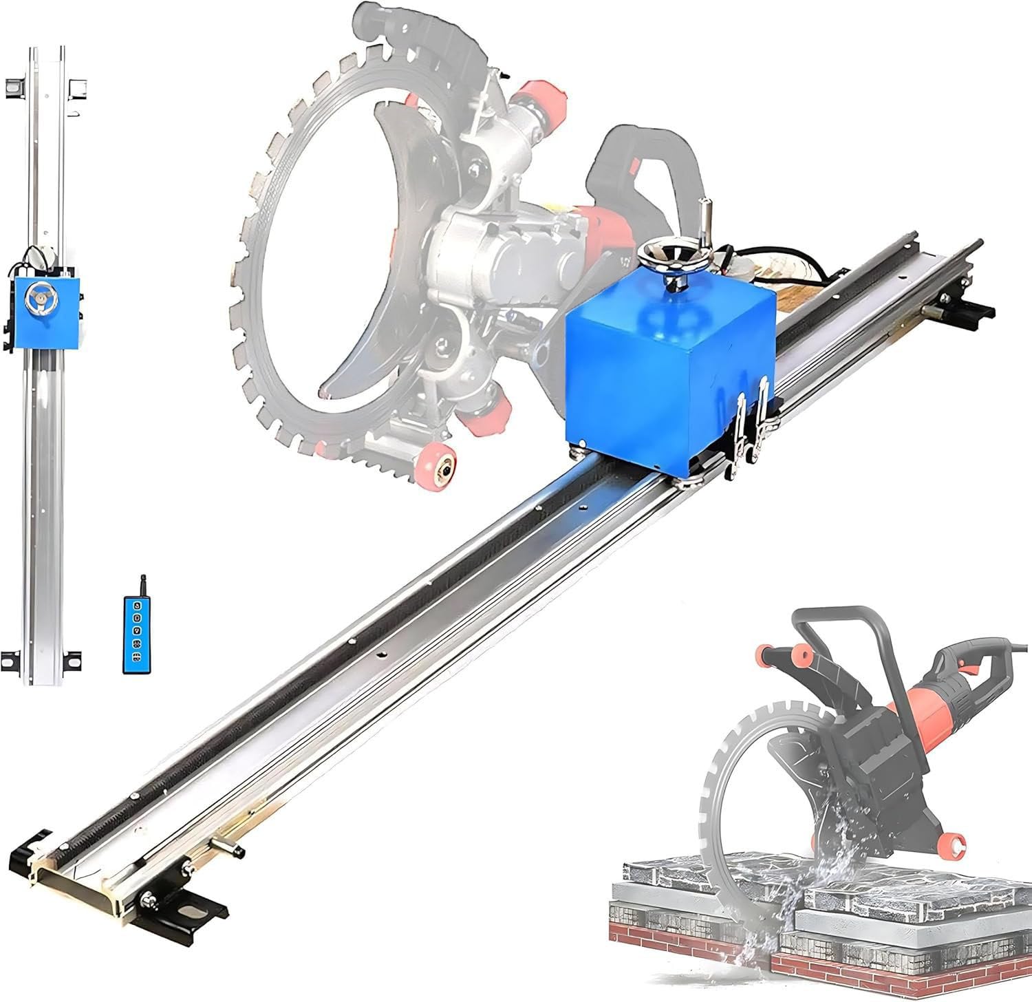 XDLYWUZIQ Concrete Ring Saw Track, Track-Fixed Electric Concrete Cutter Saw, 150W Linear Rail Guide with Rotating Rocker, Circular Saw Track Guide for Ring Saw for Concrete, Stone & Brick 2.5m