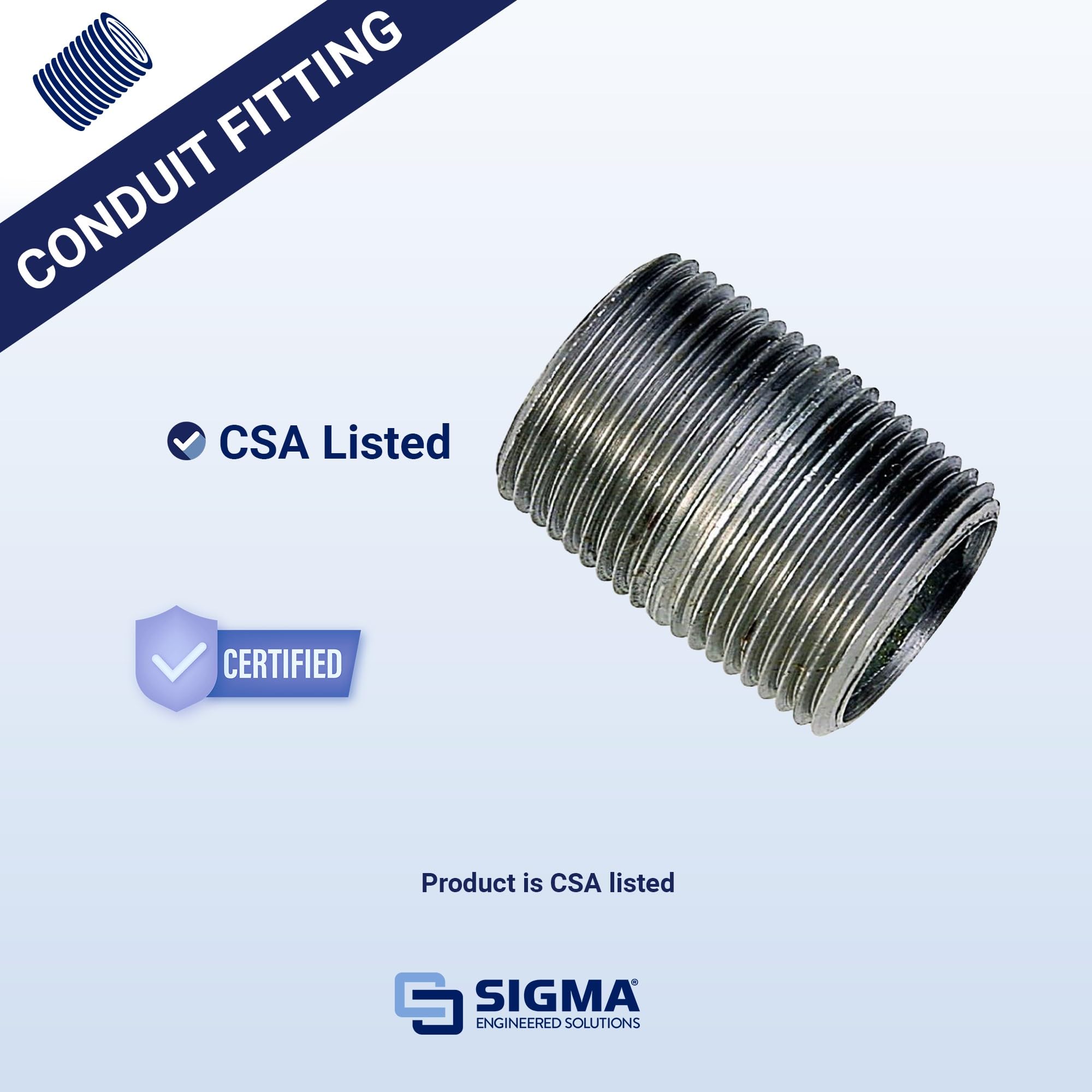 Sigma ProConnex 54300M 2" Rigid Threaded Nipple Conduit Fitting, 1-Pack — Amazon image 3