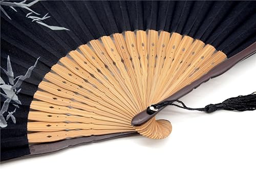 Miniatura 4 de OMyTea Landscape abanico desplegable con motivo de paisaje 8,27 pulgadas con funda de tela para protección, estilo chinojaponés clásico. Ideal para