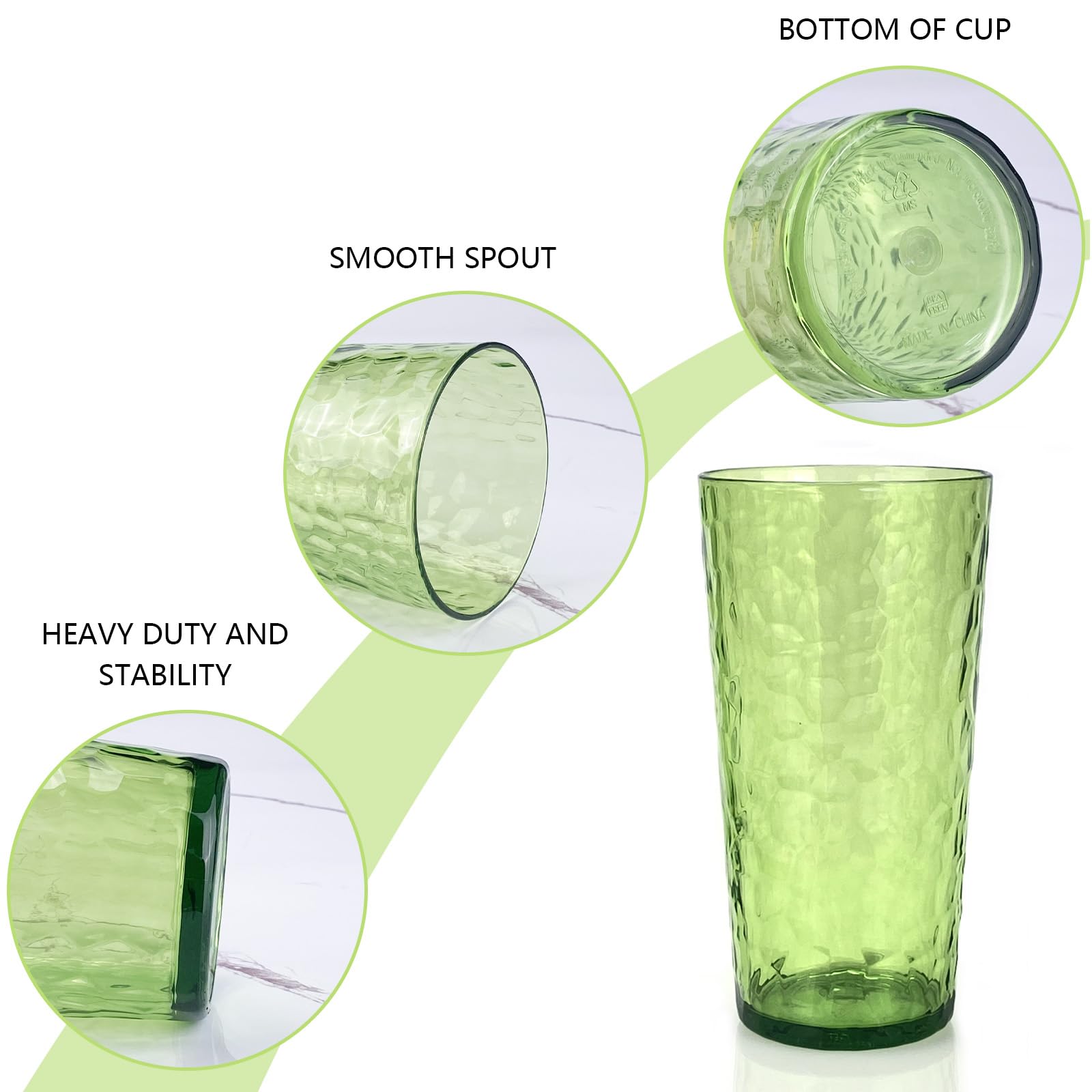 Amazon.com | Yalin 24-Ounce Plastic Tumbler Acrylic Drinking Glasses,  Reusable Plastic Cups, Stackable, BPA-Free, Shatter Proof, Dishwasher Safe,  Set of 8 (Green): Tumblers & Water Glasses