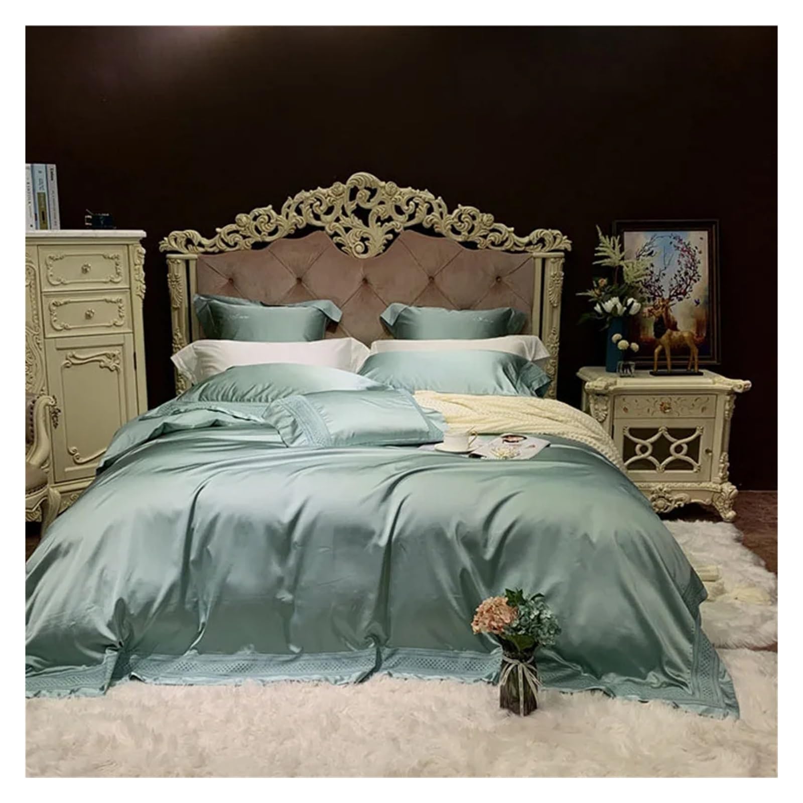 Parure de lit en coton rouge couleur unie lisse et soyeuse format US King