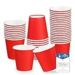 Prgery 50 Pack 3oz Red Paper Cups,Mouthwash Cups, Disposable Bathroom Cups,Small Paper Cups 3oz Ideal for Bathroom,Supermarket,Birthday Party,Picnic and BBQ