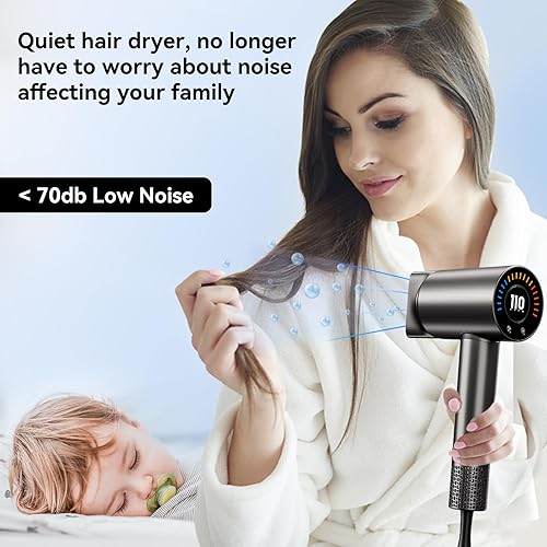 Miniatura 9 de CONFU - Secador de pelo iónico negativo, 110000 RPM, secador de pelo con motor de alta velocidad para secado rápido, secador de pelo con control