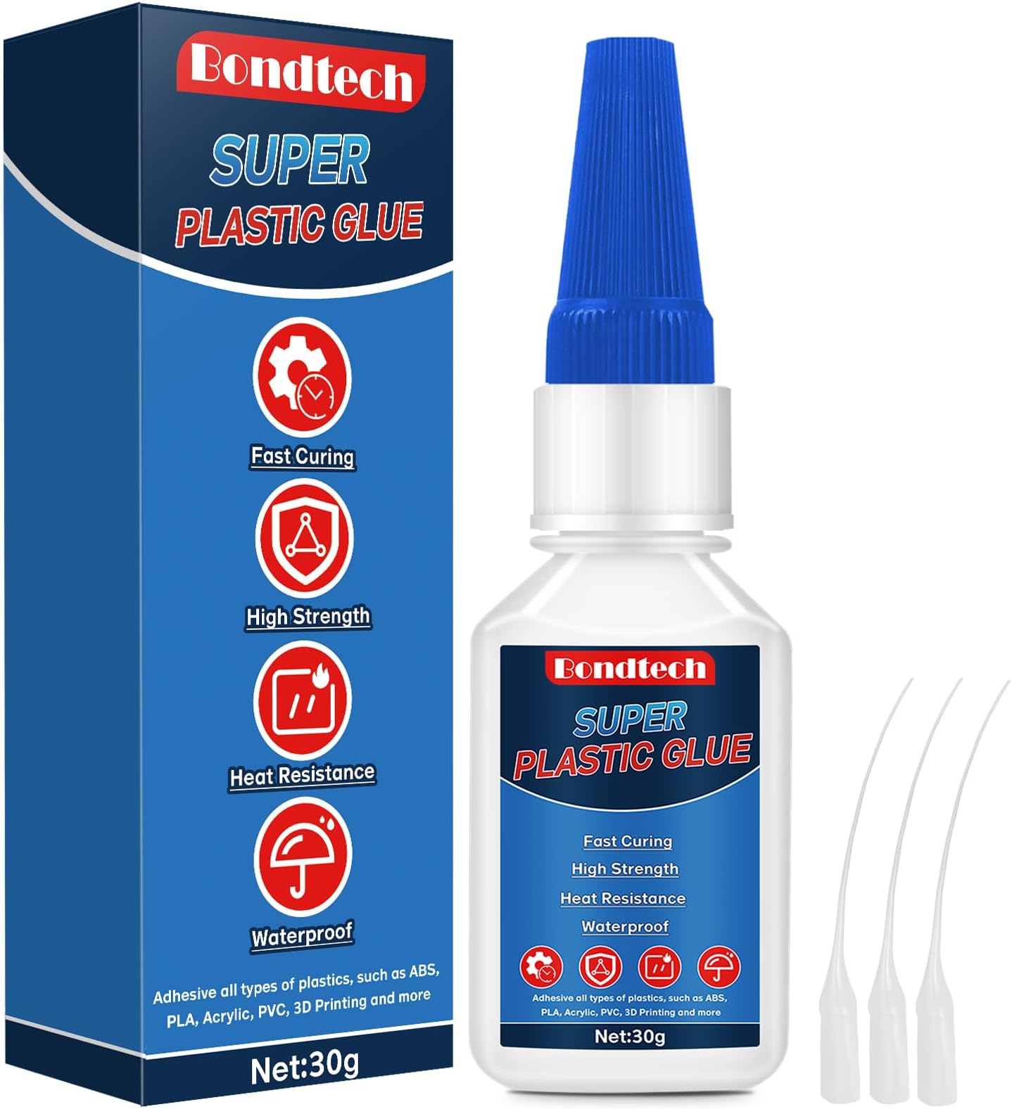 Plastic Glue 30g, Clear Superglue for Plastic, Instant Model Glue, for Miniatures, Model, PLA, 3D Printing, Acrylic, PVC, Waterproof, Heat-Resistant, with Anti-Clog Cap (Clear, Plastic Glue)
