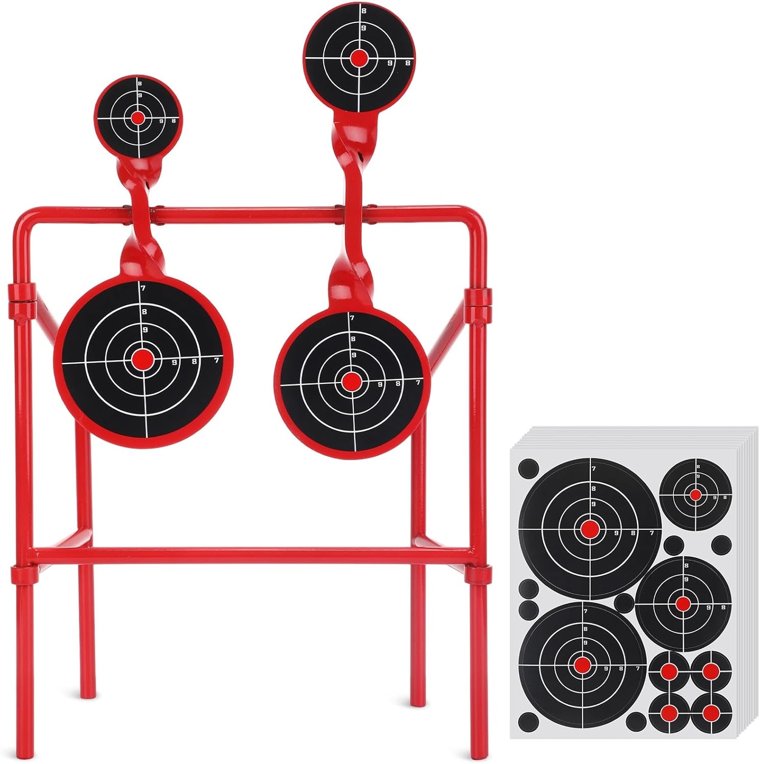 Soulchen 3/8 Inch Thick Double Spinner Shooting Targets - Reset Auto Steel Target, Shooting Target with 10 Paper Targets, Portable Design for Outdoor Practice