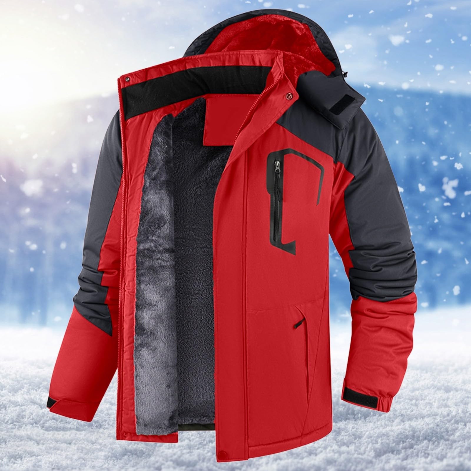 Generisch Chaqueta de forro polar para mujer, chaqueta de invierno, impermeable, transpirable, gruesa, cálida, resistente al viento, chaqueta de softshell, para exteriores, senderismo, trekking